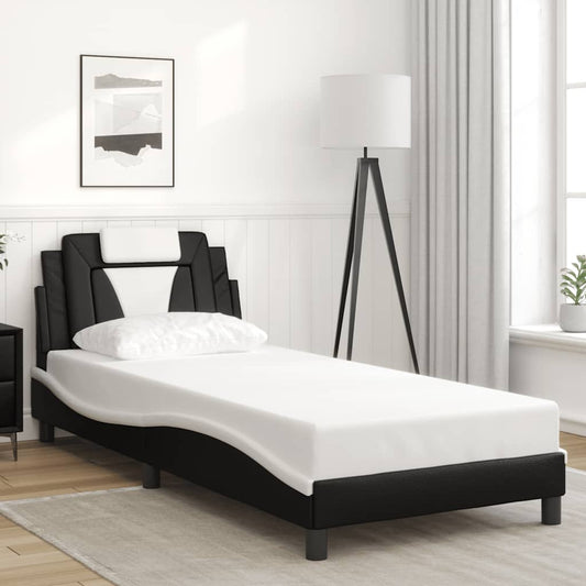 Giroletto Viana senza Materasso Nero e Bianco 90x190 cm in Similpelle