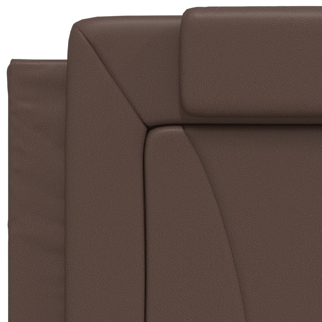 Bed frame with brown headboard 90x200 cm in imitation leather