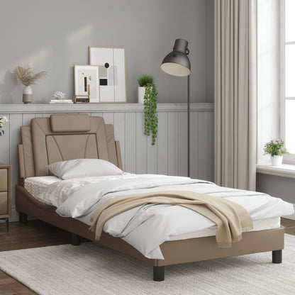 Bed frame with Cappuccino headboard 90x200 cm in imitation leather