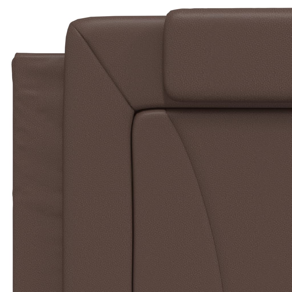 Bed frame with brown headboard 100x200 cm in imitation leather