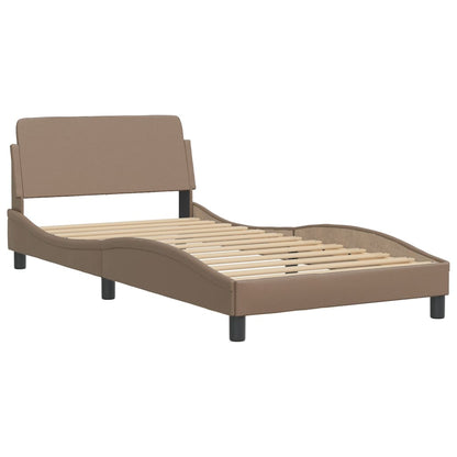 Bed frame with Cappuccino headboard 100x200 cm in imitation leather