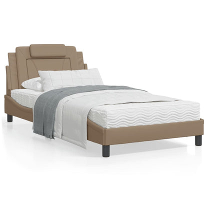 Bed frame with Cappuccino headboard 100x200 cm in imitation leather