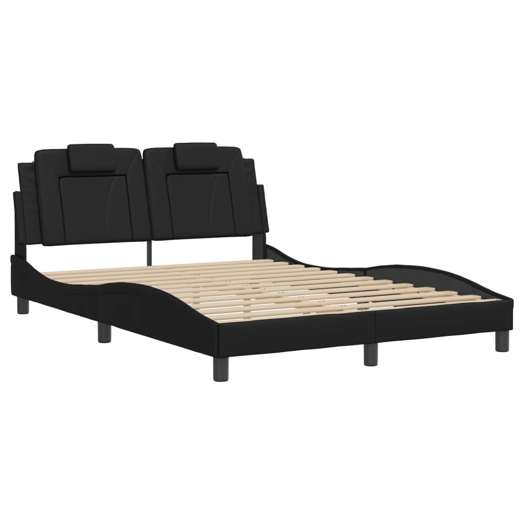 Black bed frame with headboard 120x200 cm in imitation leather