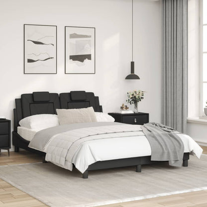 Black bed frame with headboard 120x200 cm in imitation leather