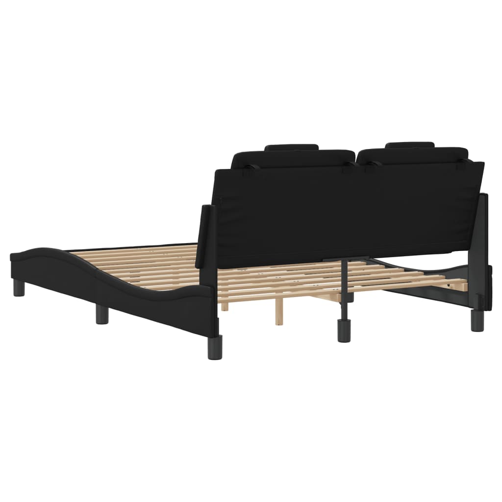 Black bed frame with headboard 120x200 cm in imitation leather