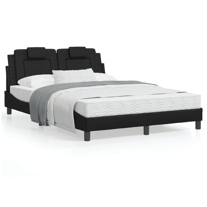 Black bed frame with headboard 120x200 cm in imitation leather