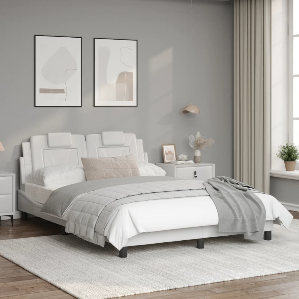 White bed frame with headboard 120x200 cm in imitation leather