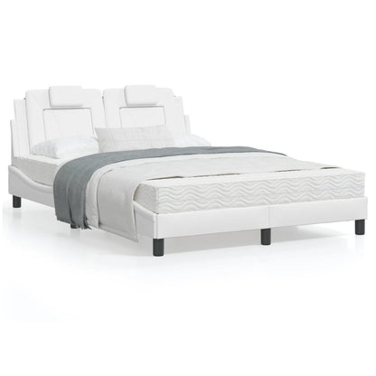 White bed frame with headboard 120x200 cm in imitation leather