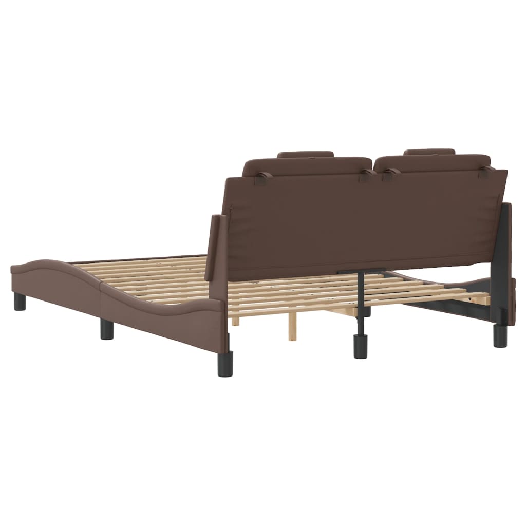 Bed frame with brown headboard 120x200 cm in imitation leather