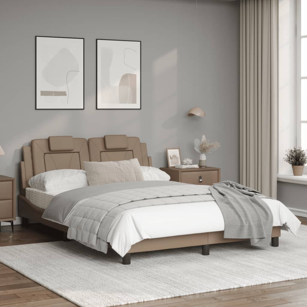 Cappuccino bed frame with headboard 120x200 cm in imitation leather