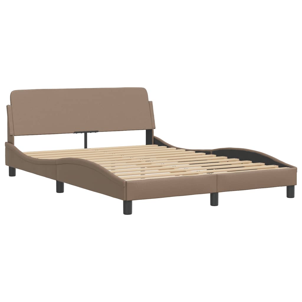 Cappuccino bed frame with headboard 120x200 cm in imitation leather