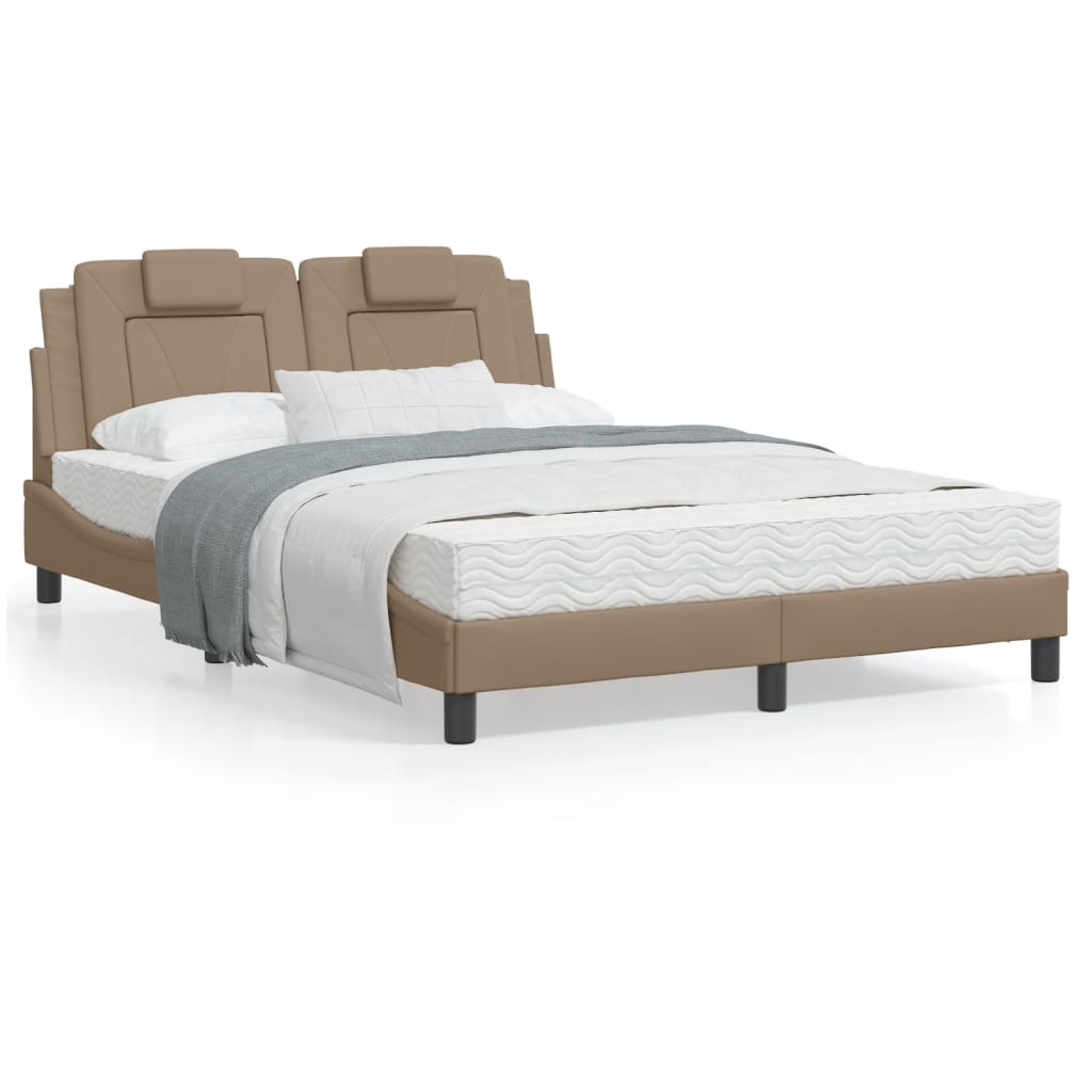 Cappuccino bed frame with headboard 120x200 cm in imitation leather