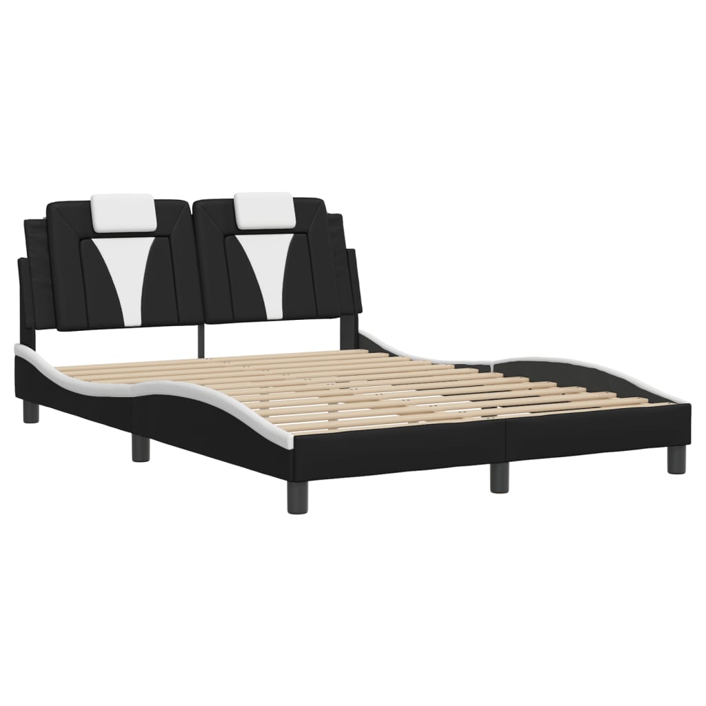 Bed frame with black and white headboard 120x200 cm in imitation leather