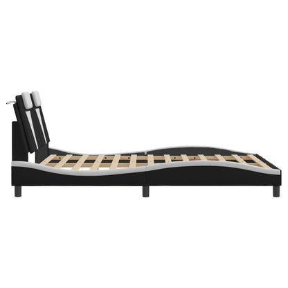 Bed frame with black and white headboard 120x200 cm in imitation leather