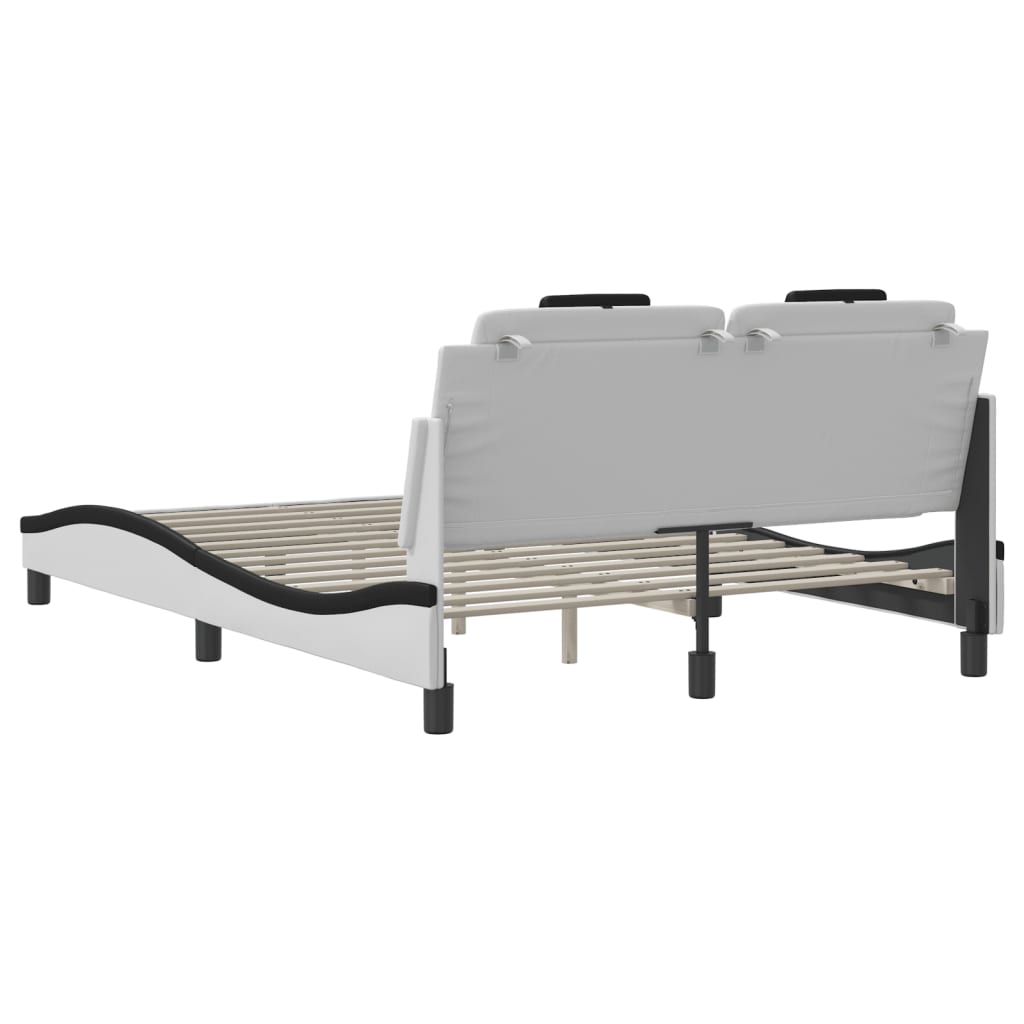 Bed frame with black and white headboard 120x200 cm in imitation leather