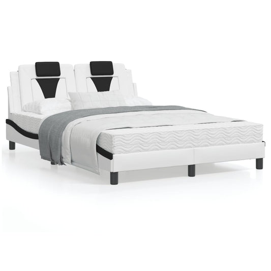 Bed frame with black and white headboard 120x200 cm in imitation leather