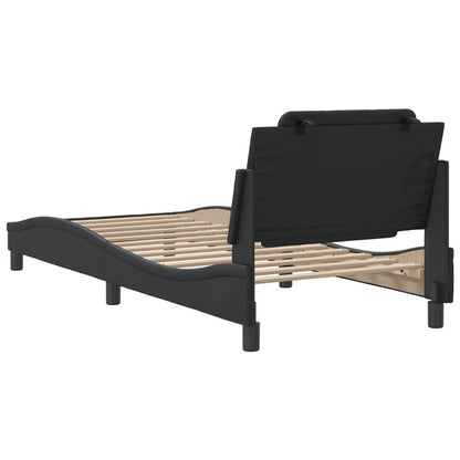 Black bed frame with headboard 80x200 cm in imitation leather