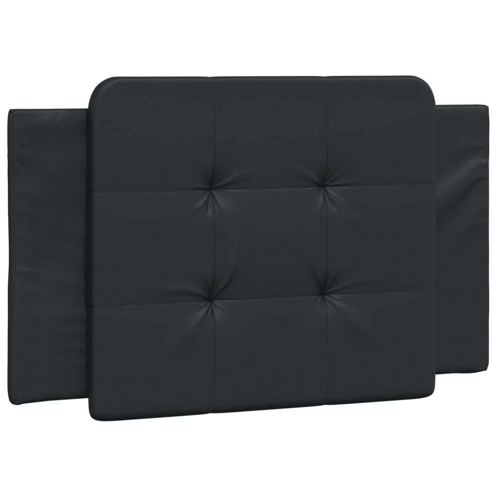 Black bed frame with headboard 80x200 cm in imitation leather