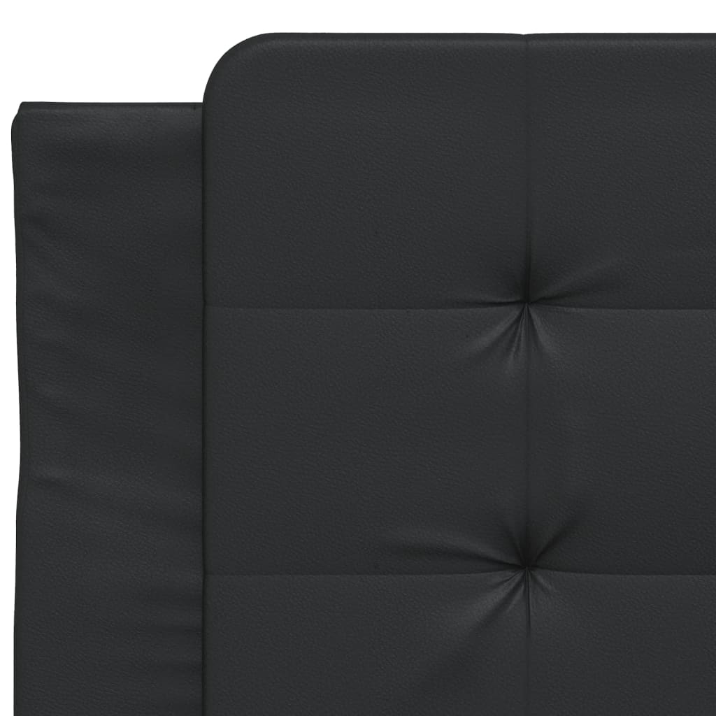 Black bed frame with headboard 80x200 cm in imitation leather