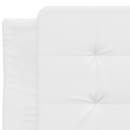 White bed frame with headboard 80x200 cm in imitation leather