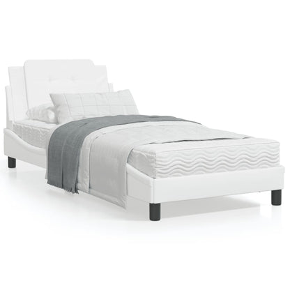 White bed frame with headboard 80x200 cm in imitation leather