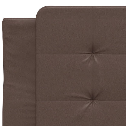 Bed frame with brown headboard 90x190 cm in imitation leather