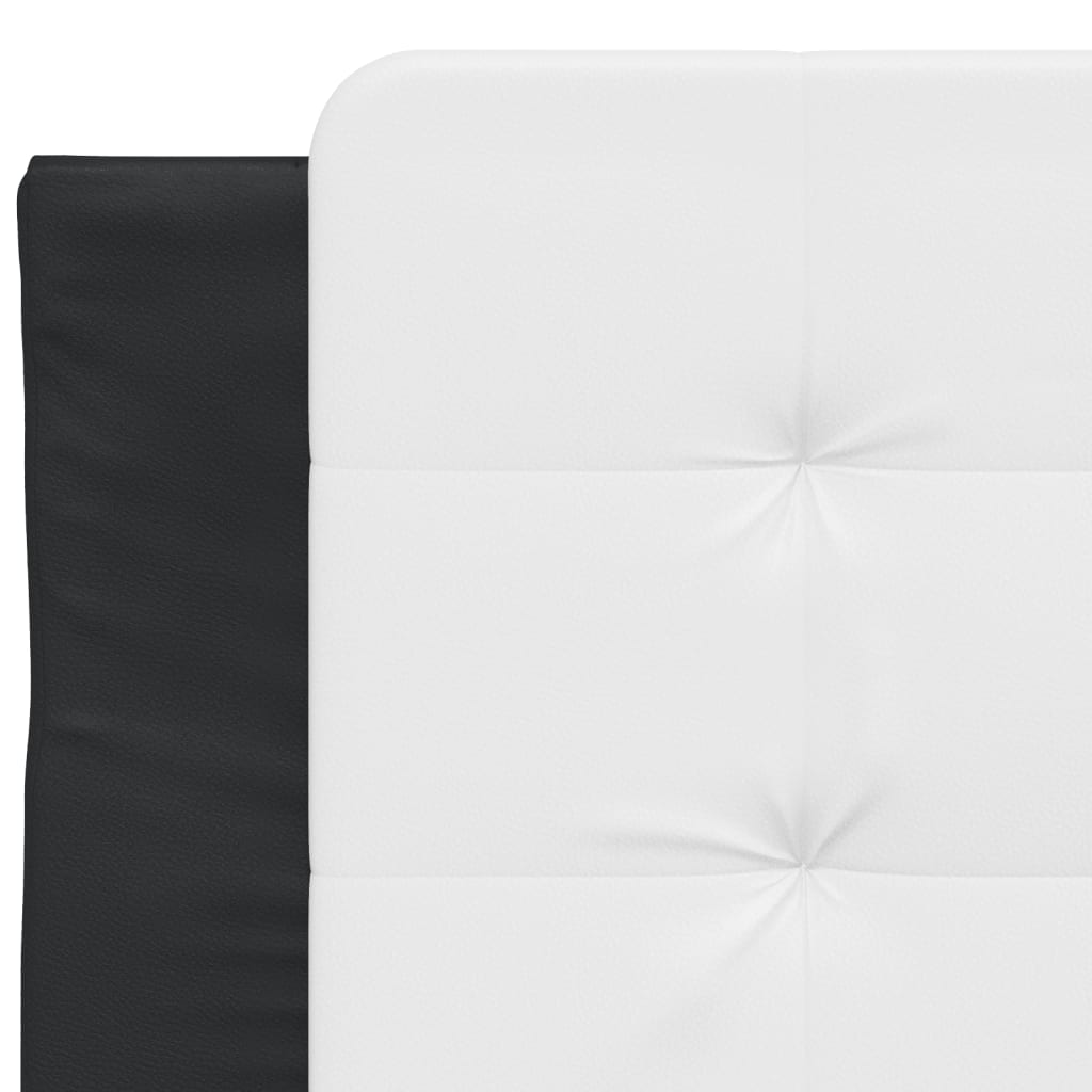 Bed frame with black and white headboard 90x190 cm in imitation leather