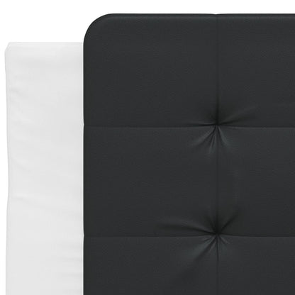 Bed frame with black and white headboard 90x190 cm in imitation leather