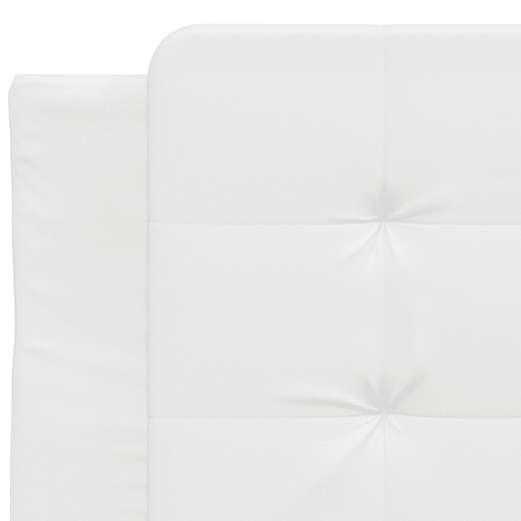 White bed frame with headboard 90x200 cm in imitation leather