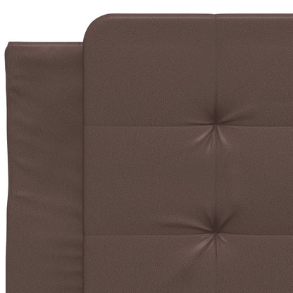 Bed frame with brown headboard 90x200 cm in imitation leather