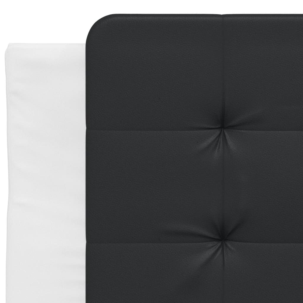 Bed frame with black and white headboard 90x200 cm in imitation leather