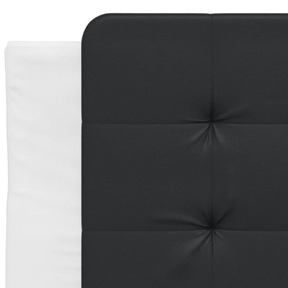 Bed frame with black and white headboard 90x200 cm in imitation leather