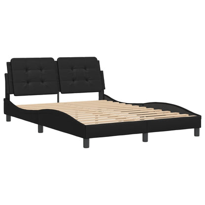 Black bed frame with headboard 120x200 cm in imitation leather