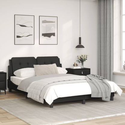 Black bed frame with headboard 120x200 cm in imitation leather