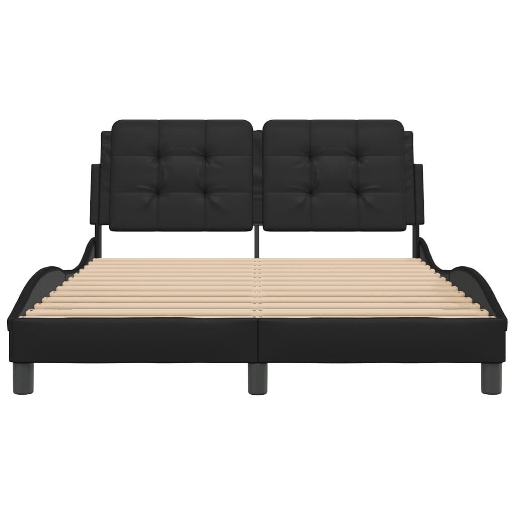 Black bed frame with headboard 120x200 cm in imitation leather