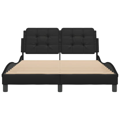 Black bed frame with headboard 120x200 cm in imitation leather