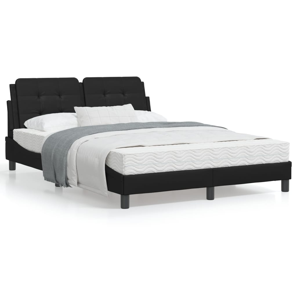 Black bed frame with headboard 120x200 cm in imitation leather