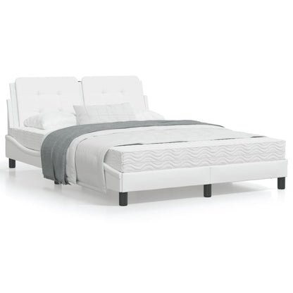 White bed frame with headboard 120x200 cm in imitation leather