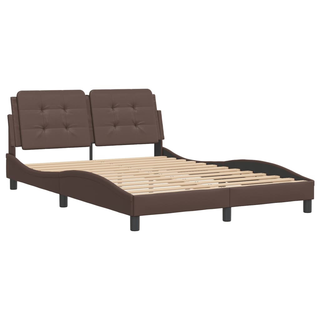 Bed frame with brown headboard 120x200 cm in imitation leather