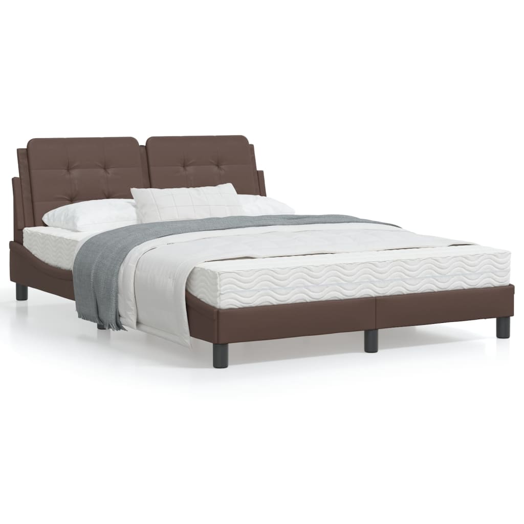 Bed frame with brown headboard 120x200 cm in imitation leather