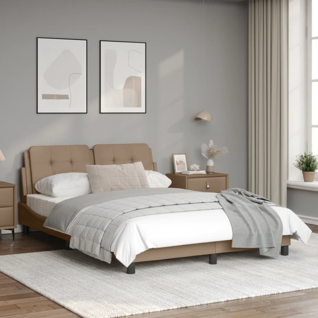 Cappuccino bed frame with headboard 120x200 cm in imitation leather