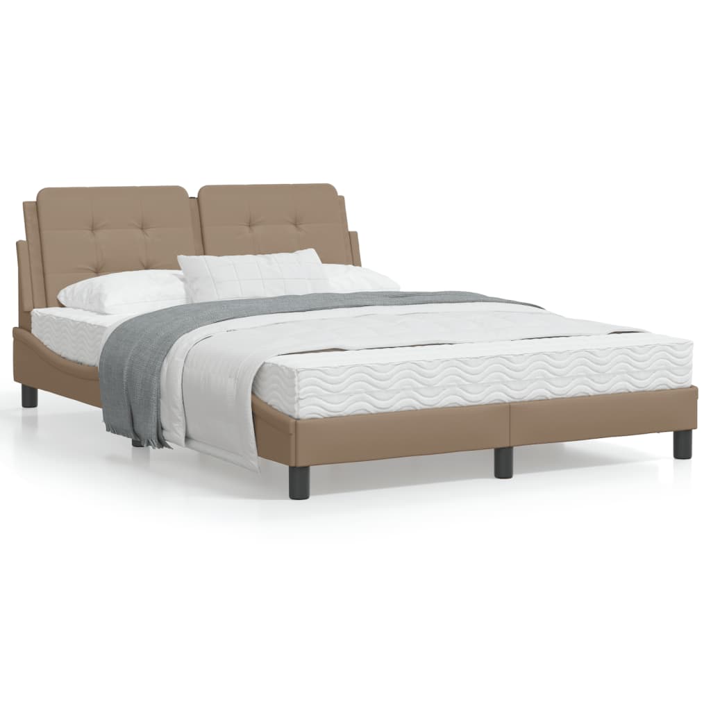 Cappuccino bed frame with headboard 120x200 cm in imitation leather