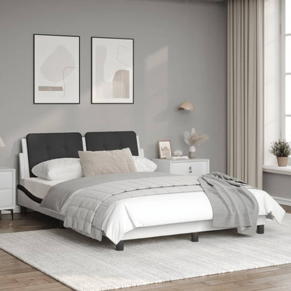 Bed frame with black and white headboard 120x200 cm in imitation leather