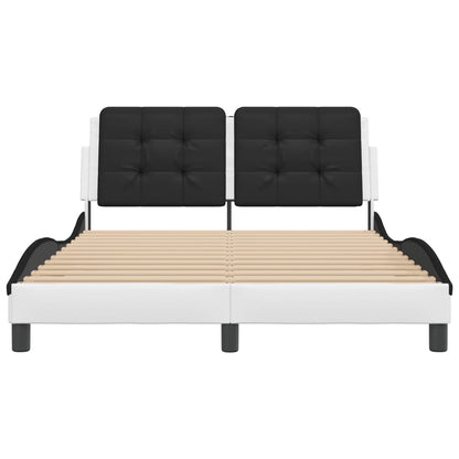 Bed frame with black and white headboard 120x200 cm in imitation leather