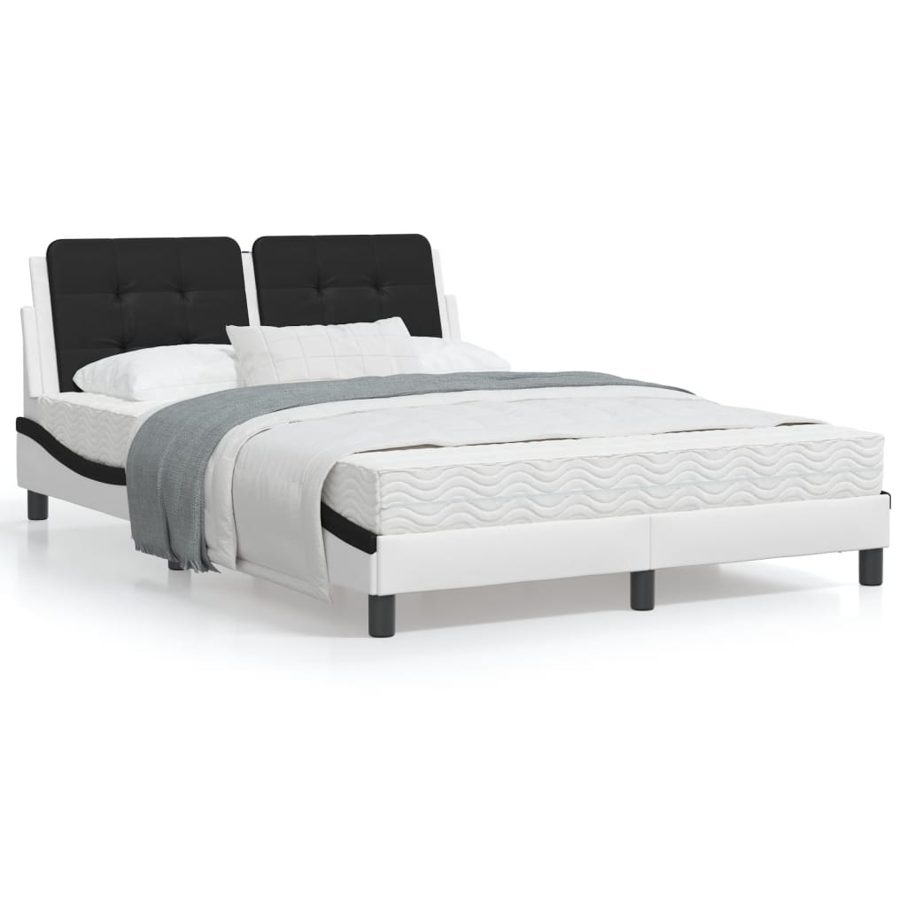 Bed frame with black and white headboard 120x200 cm in imitation leather