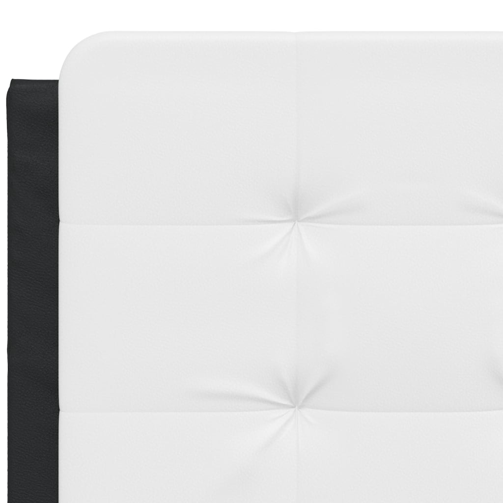 Bed frame with black and white headboard 140x190 cm in imitation leather