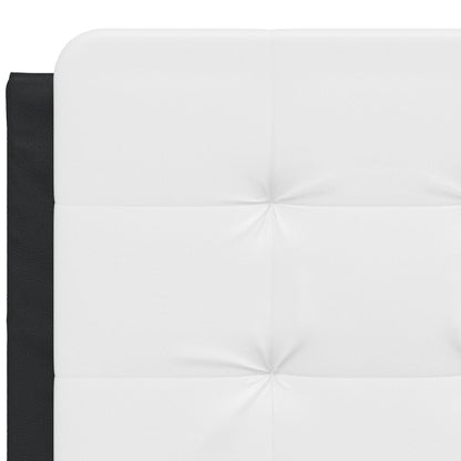 Bed frame with black and white headboard 140x190 cm in imitation leather