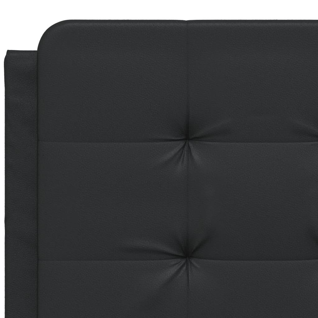 Black bed frame with headboard 140x200 cm in imitation leather