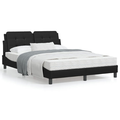 Black bed frame with headboard 140x200 cm in imitation leather