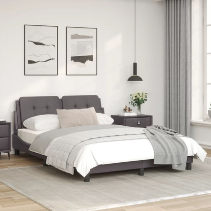 Bed frame with gray headboard 140x200 cm in imitation leather